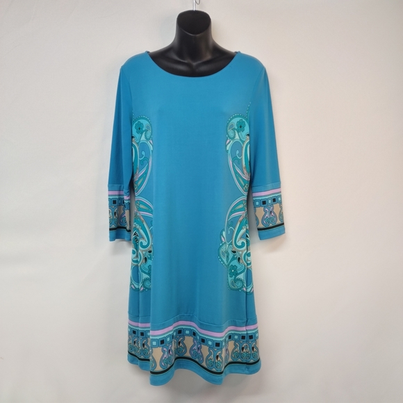 Michael Kors Dresses & Skirts - Michael Kors 3/4 Sleeves Blue Floral Dress Size 8